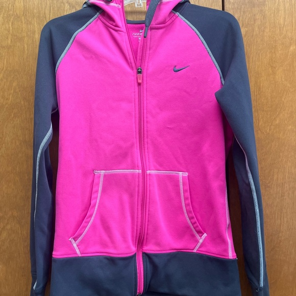 Nike hooded Pink and Gray Therma-Fit Jacket with Full-Length Zipper - Picture 1 of 9